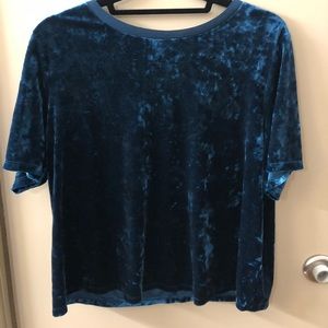 Ava & Viv blue velvet short sleeve